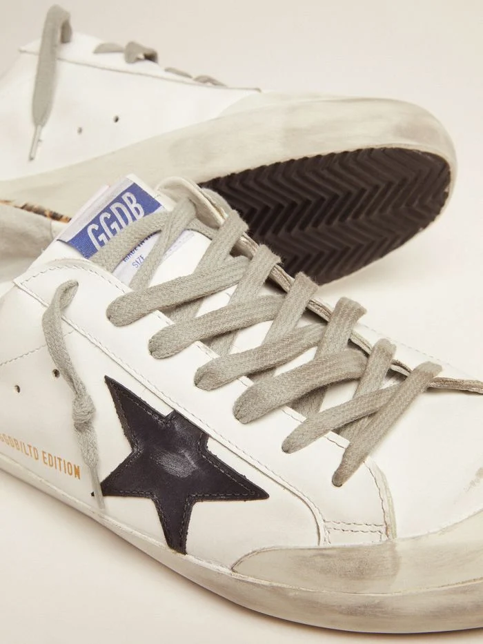 GOLDEN GOOSE Men’s Lab Limited Edition Super-star Sneakers With Double Tongue And Leopard-print Heel Tab