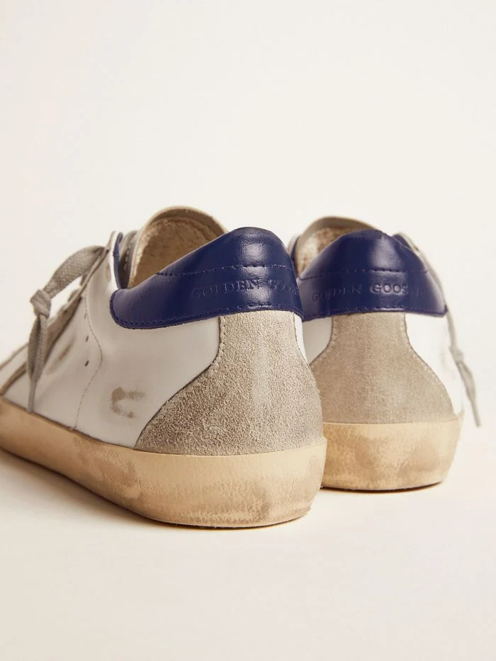 GOLDEN GOOSE Men’s Super-star Sneakers With Suede Star And Blue Heel Tab
