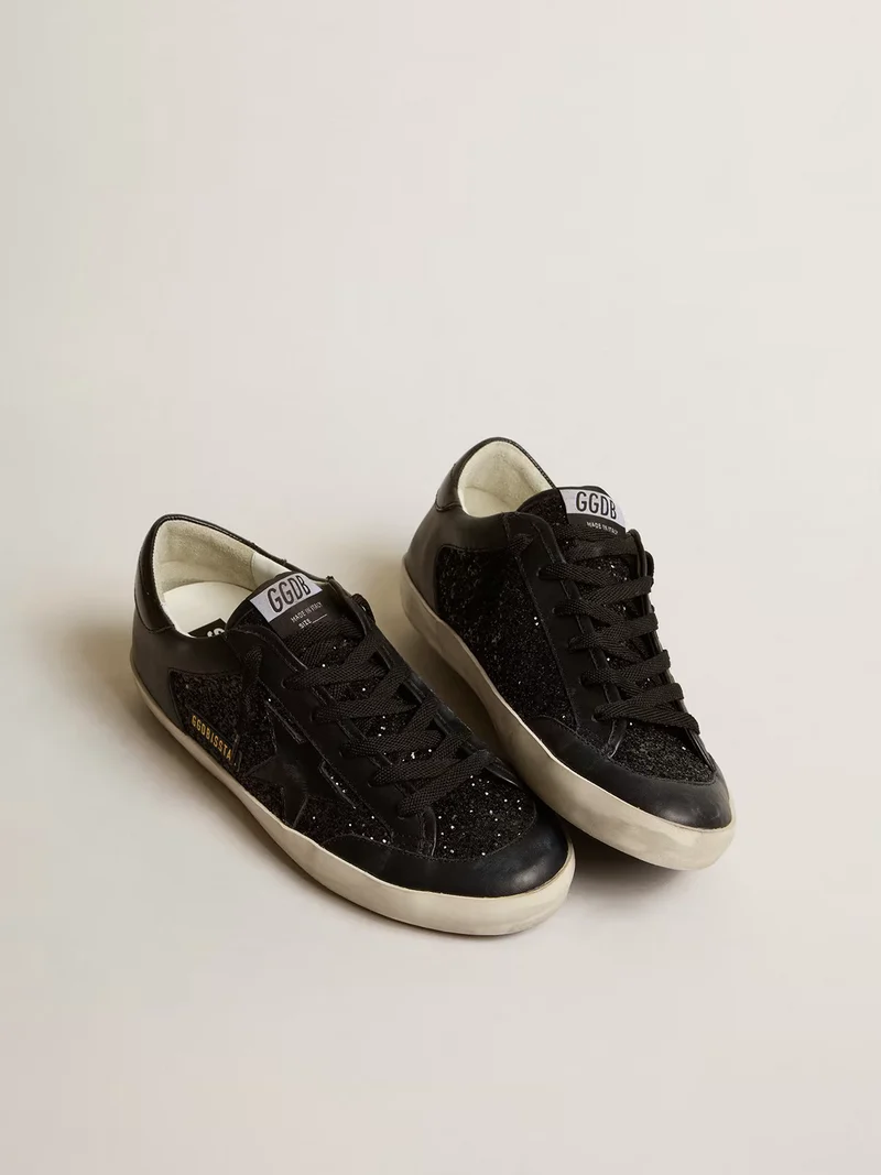 Golden Goose Super-Star Black Glitter Sneaker