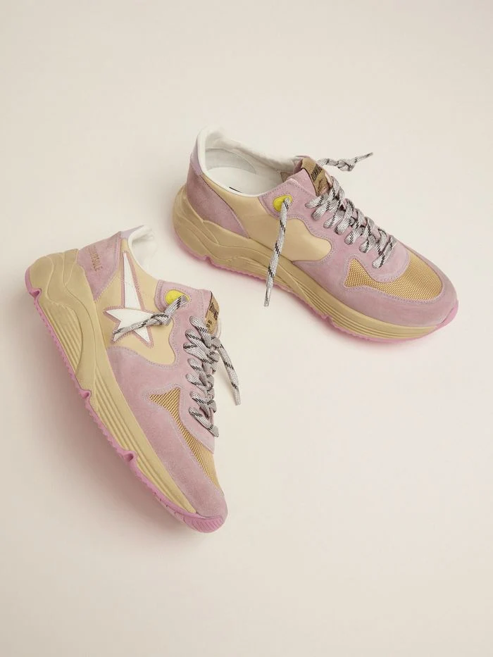 GOLDEN GOOSE Pastel Pink Running Sole Sneakers With White Star