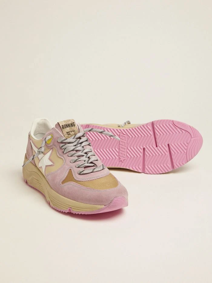 GOLDEN GOOSE Pastel Pink Running Sole Sneakers With White Star