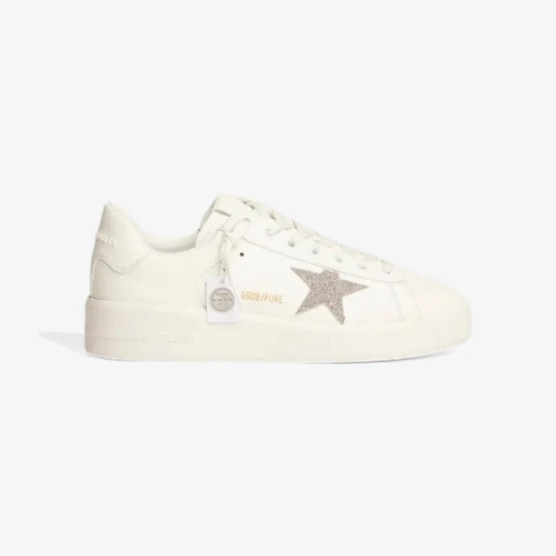 Purestar Sneakers In White Leather With Silver-colored Crystal Star