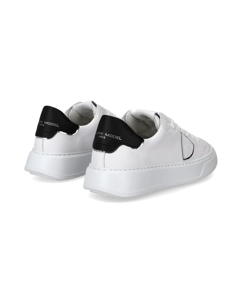 Women's Temple Low-Top Sneakers in Leather, White Black