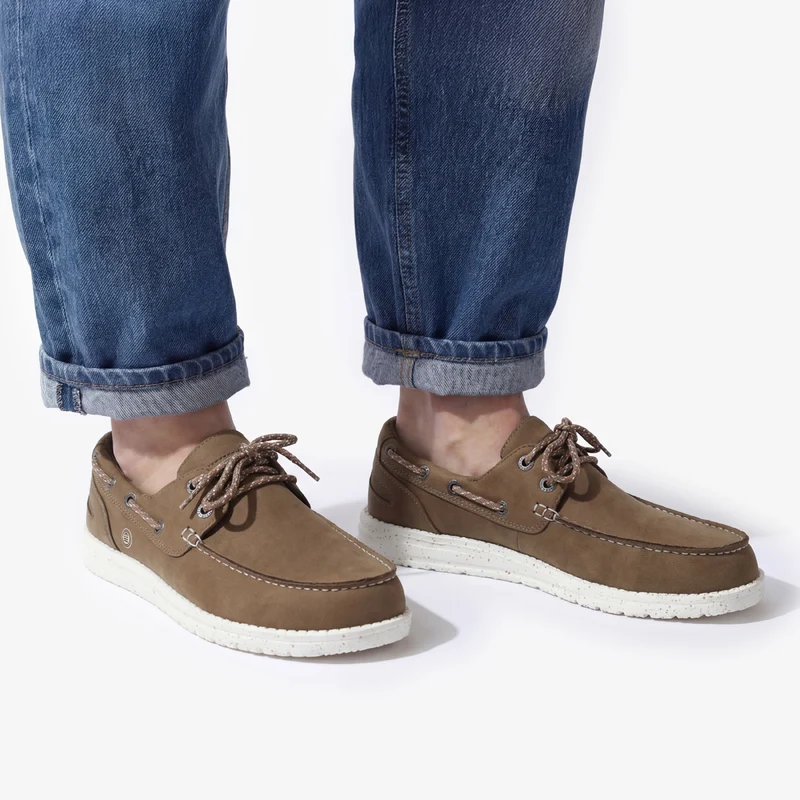 Chaussures bateau Socoa taupe en nubuck
