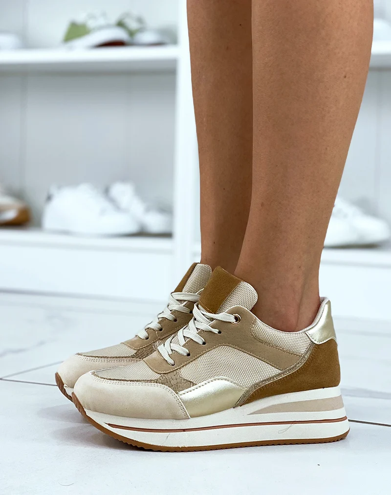 Baskets beiges avec talonnade