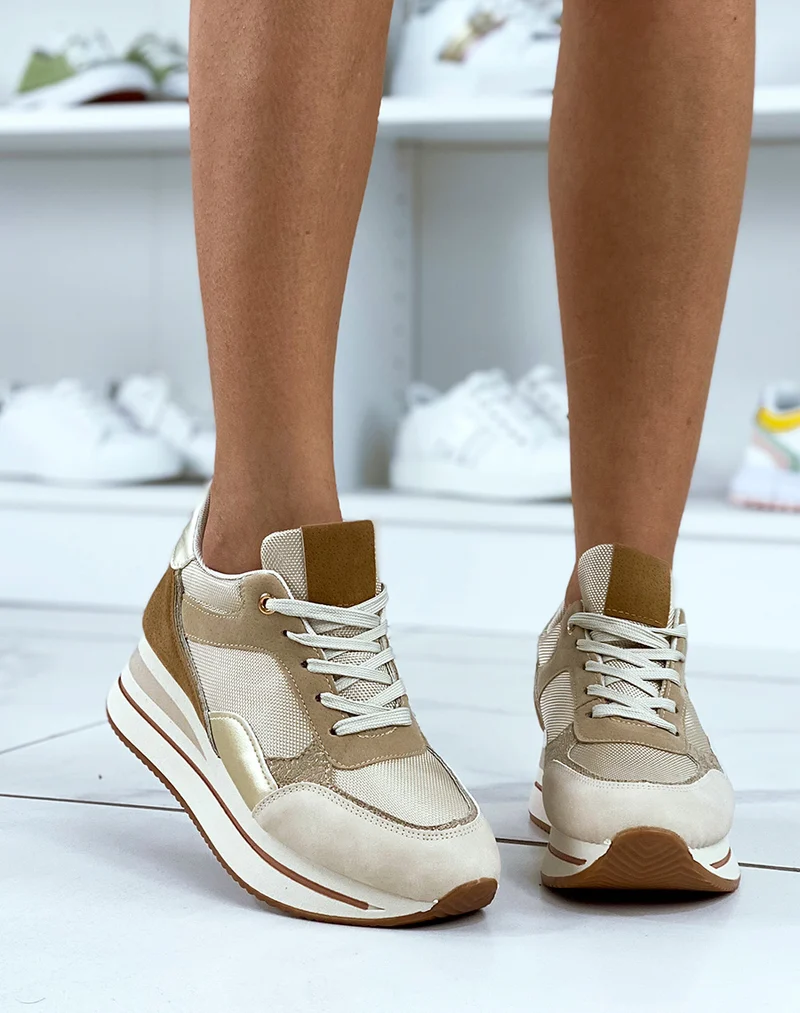 Baskets beiges avec talonnade