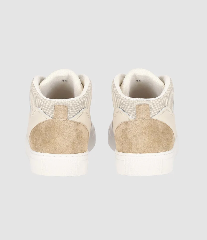 Sneakers montantes bi matière blanc et beige OSLO
