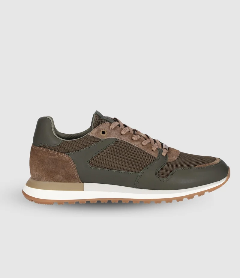 Sneakers suède et textile kaki ORLAND