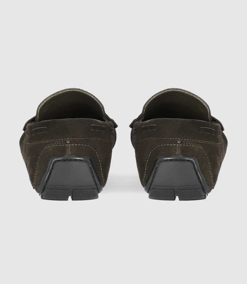 Mocassins en velours kaki
