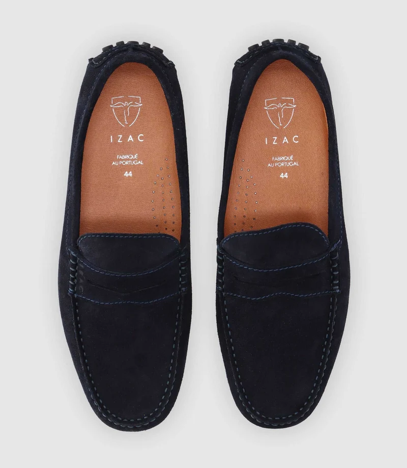 Mocassin en croute velours MARINE