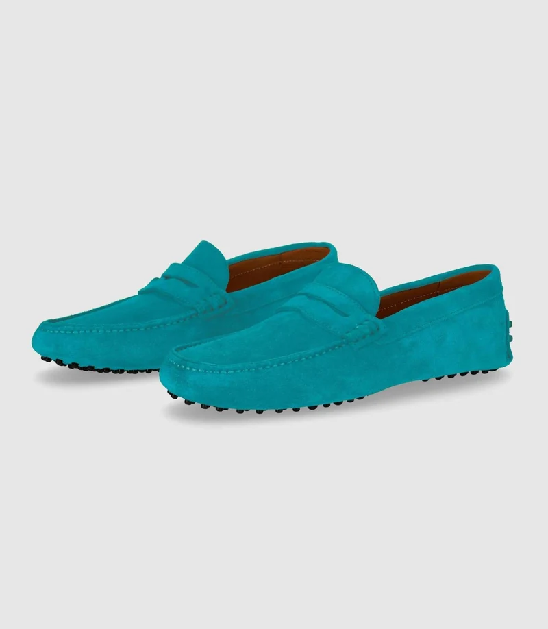 Mocassin en cuir velours bleu ciel "Eros 2"