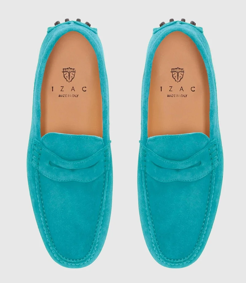 Mocassin en cuir velours bleu ciel "Eros 2"