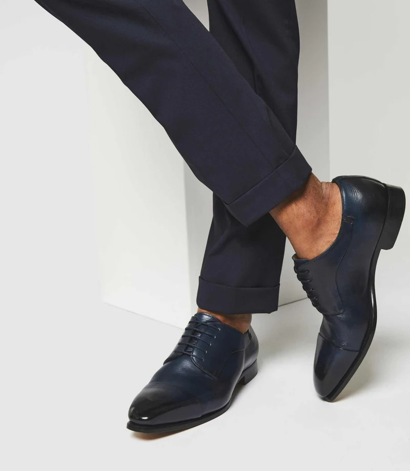 Derby en cuir marine "Elvio"