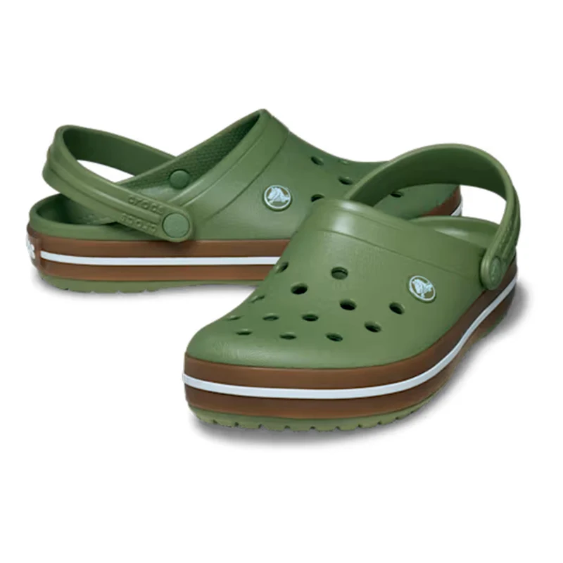Crocband Gum Clog Tongs Hommes - vert olive, beige