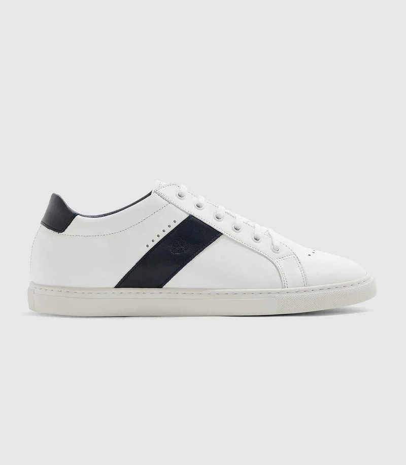 Sneakers en cuir blanche et marine "Eva"