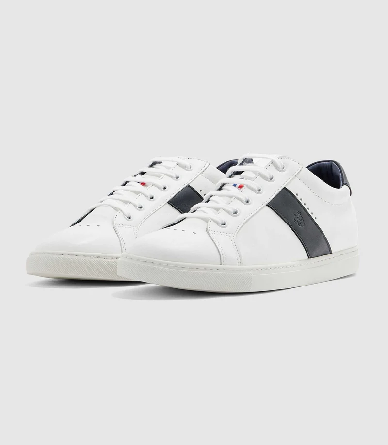 Sneakers en cuir blanche et marine "Eva"