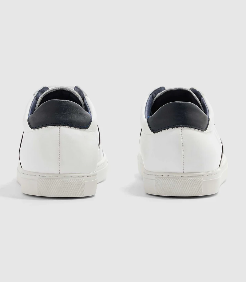 Sneakers en cuir blanche et marine "Eva"