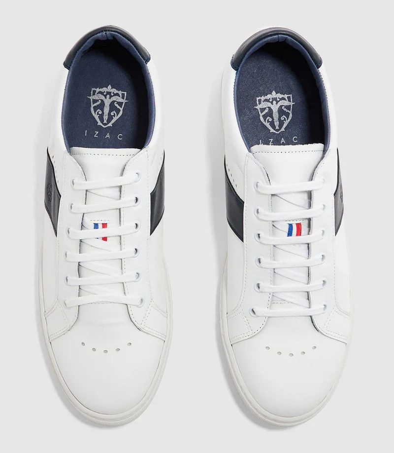 Sneakers en cuir blanche et marine "Eva"