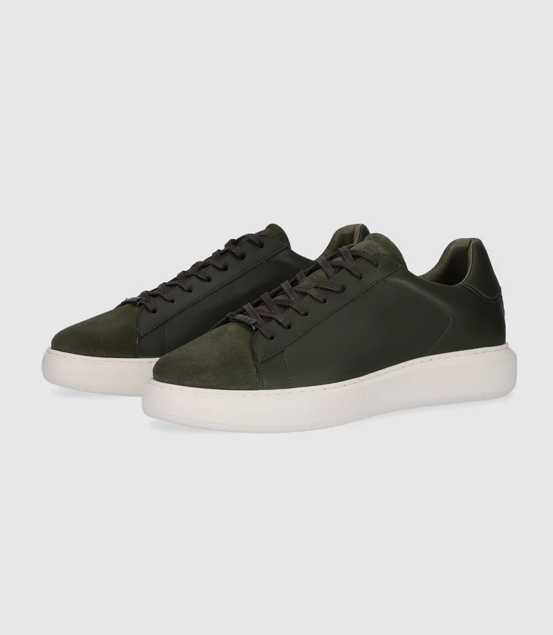 Sneakers en cuir kaki OLIVE