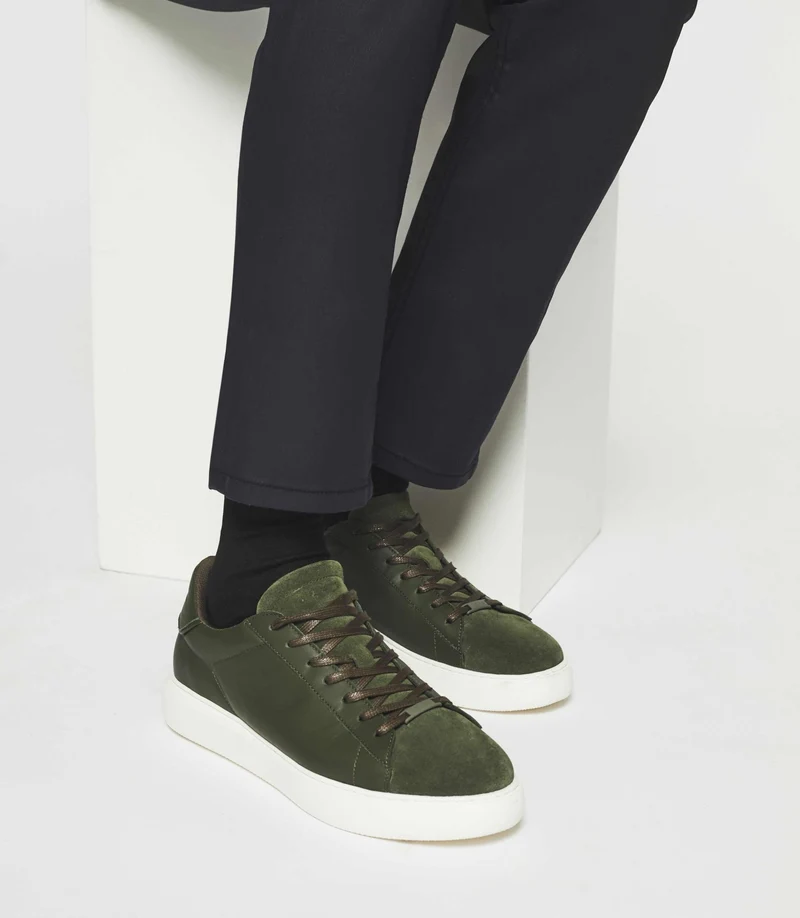 Sneakers en cuir kaki OLIVE