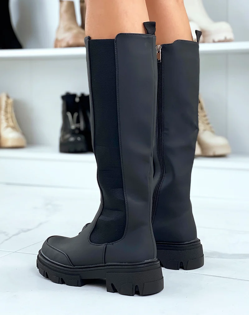 Bottes noires style chelsea effet imperméable