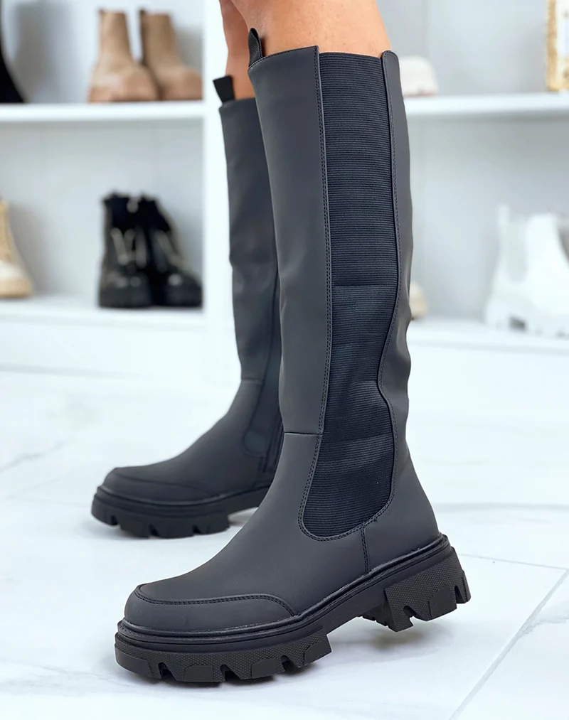 Bottes noires style chelsea effet imperméable