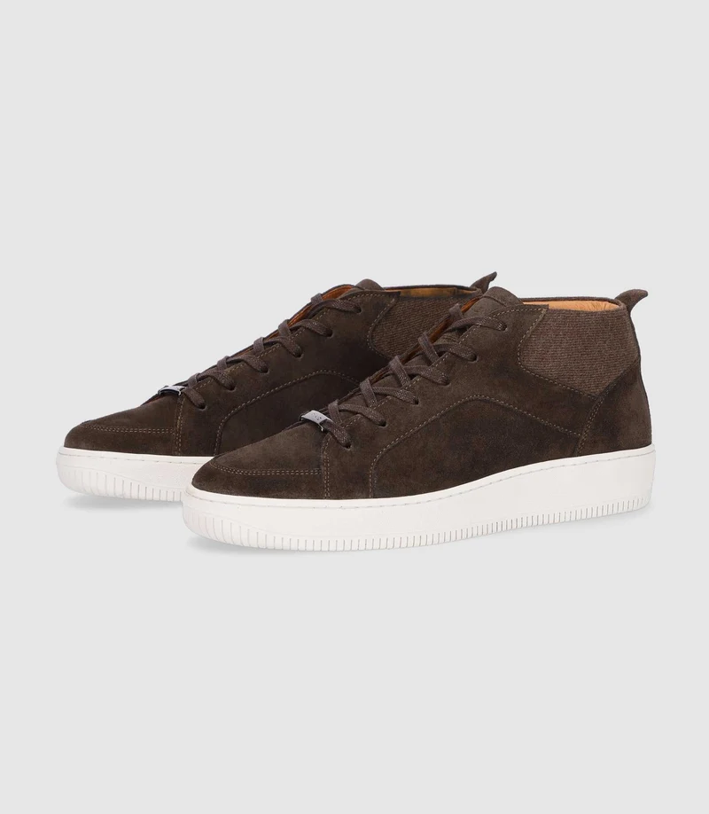 Sneakers en cuir lisse chocolat OMAR