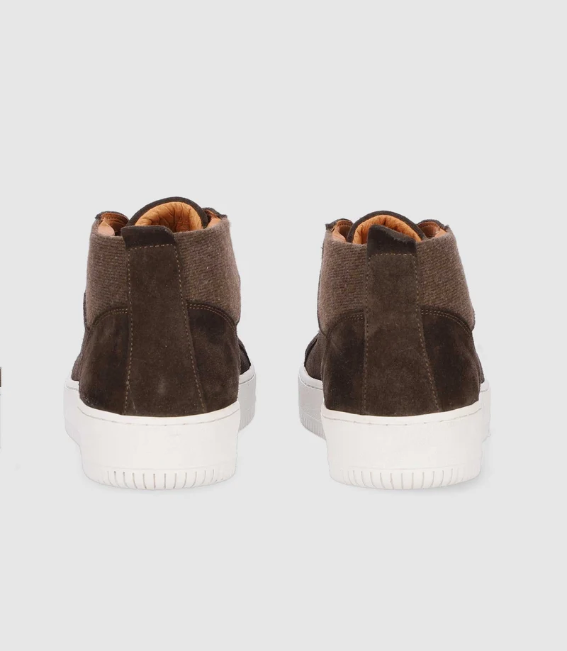 Sneakers en cuir lisse chocolat OMAR