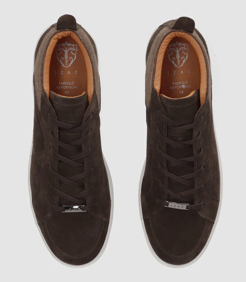 Sneakers en cuir lisse chocolat OMAR