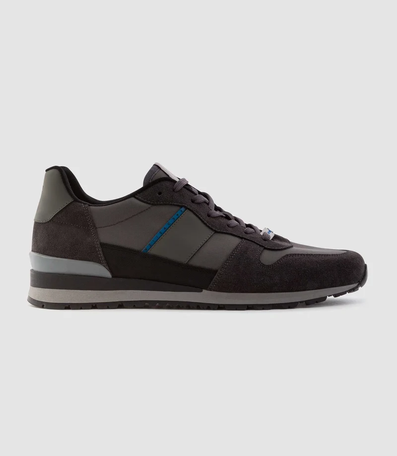 Sneakers cuir et textile grise "Emeric"
