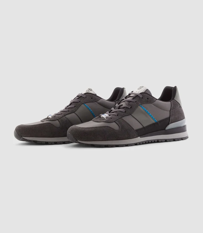 Sneakers cuir et textile grise "Emeric"