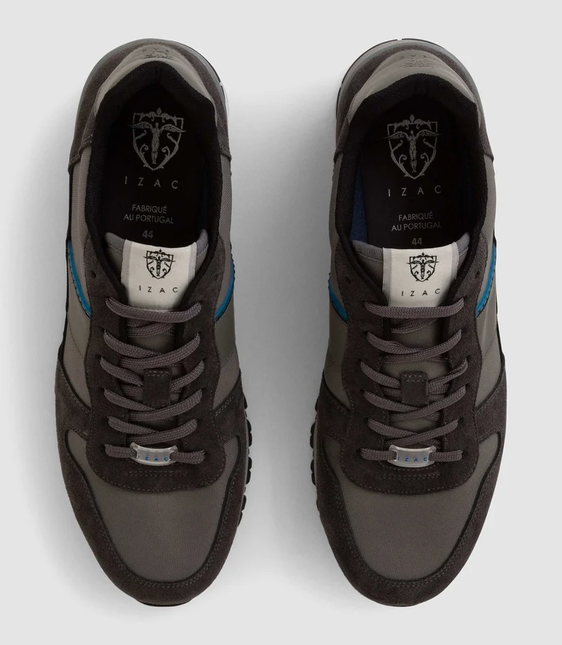 Sneakers cuir et textile grise "Emeric"