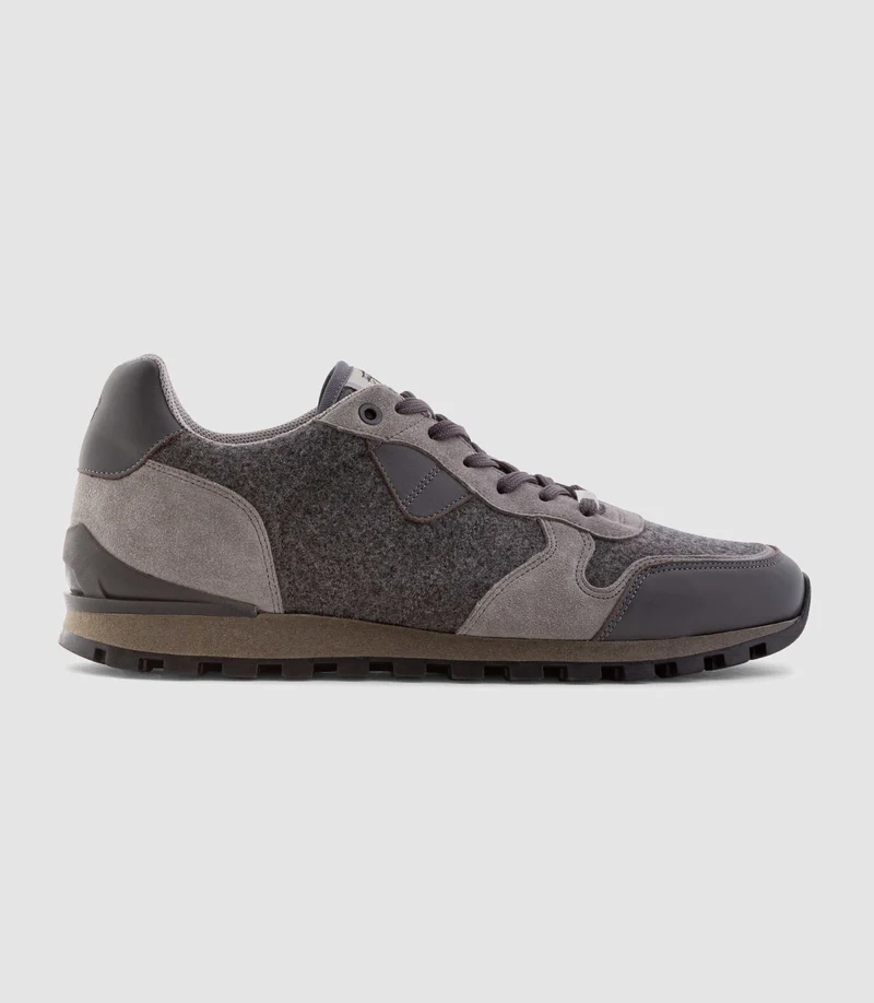 Sneakers bi-matière en cuir gris "Claris"