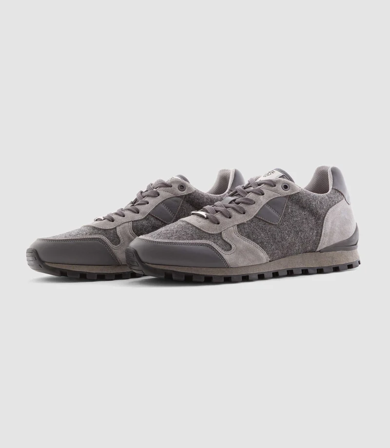 Sneakers bi-matière en cuir gris "Claris"