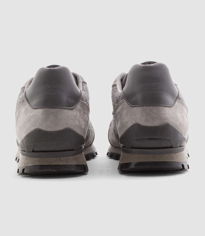 Sneakers bi-matière en cuir gris "Claris"