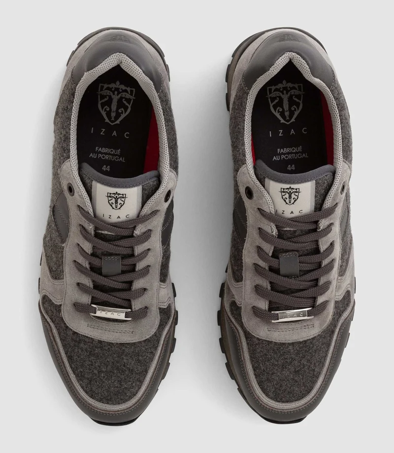 Sneakers bi-matière en cuir gris "Claris"