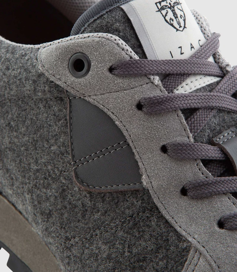 Sneakers bi-matière en cuir gris "Claris"