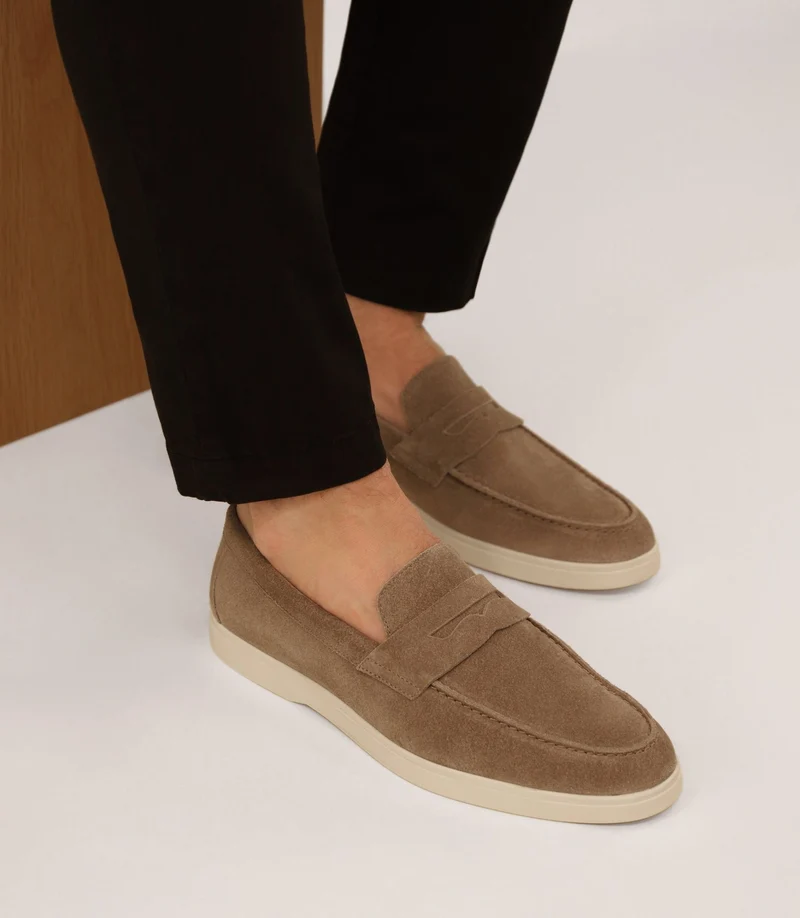 Mocassin en daim beige