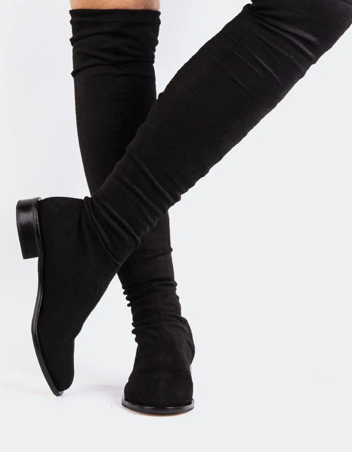 Elowen Black Suede Stretch