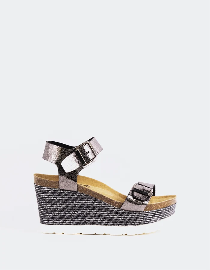 Goldie Pewter Cracked Leather