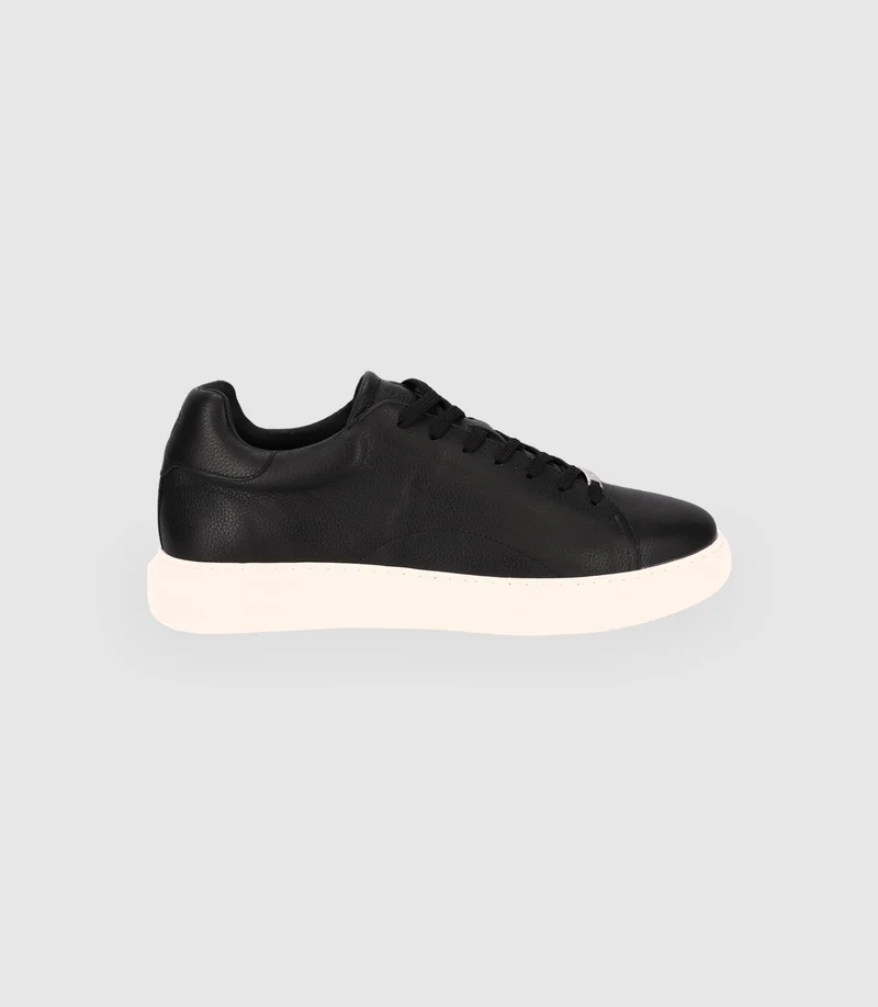 Chaussures sneakers à lacets en cuir noires
