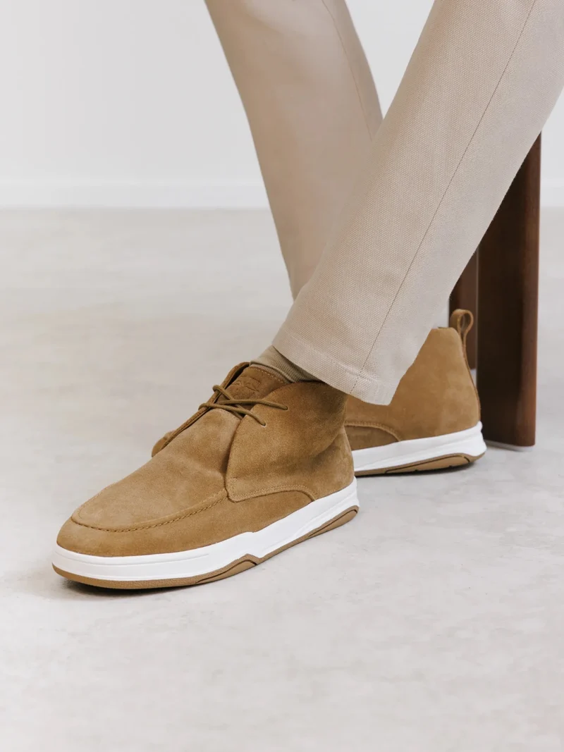 Bottines casual en suède camel