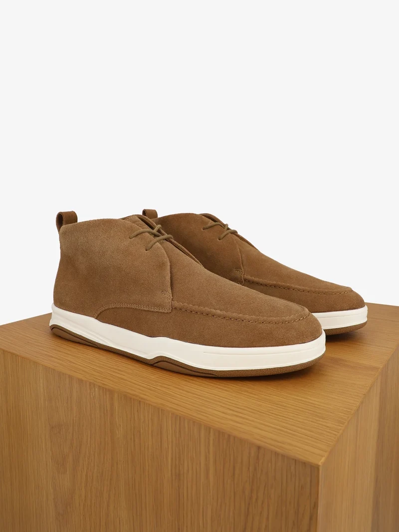 Bottines casual en suède camel