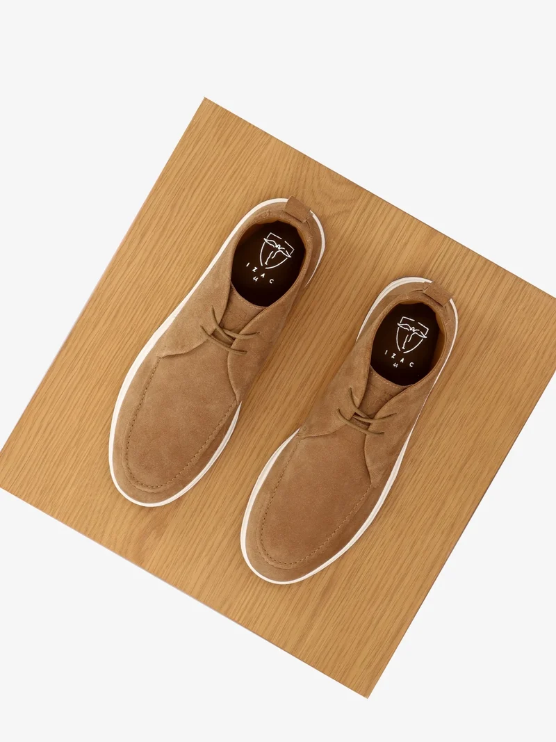Bottines casual en suède camel