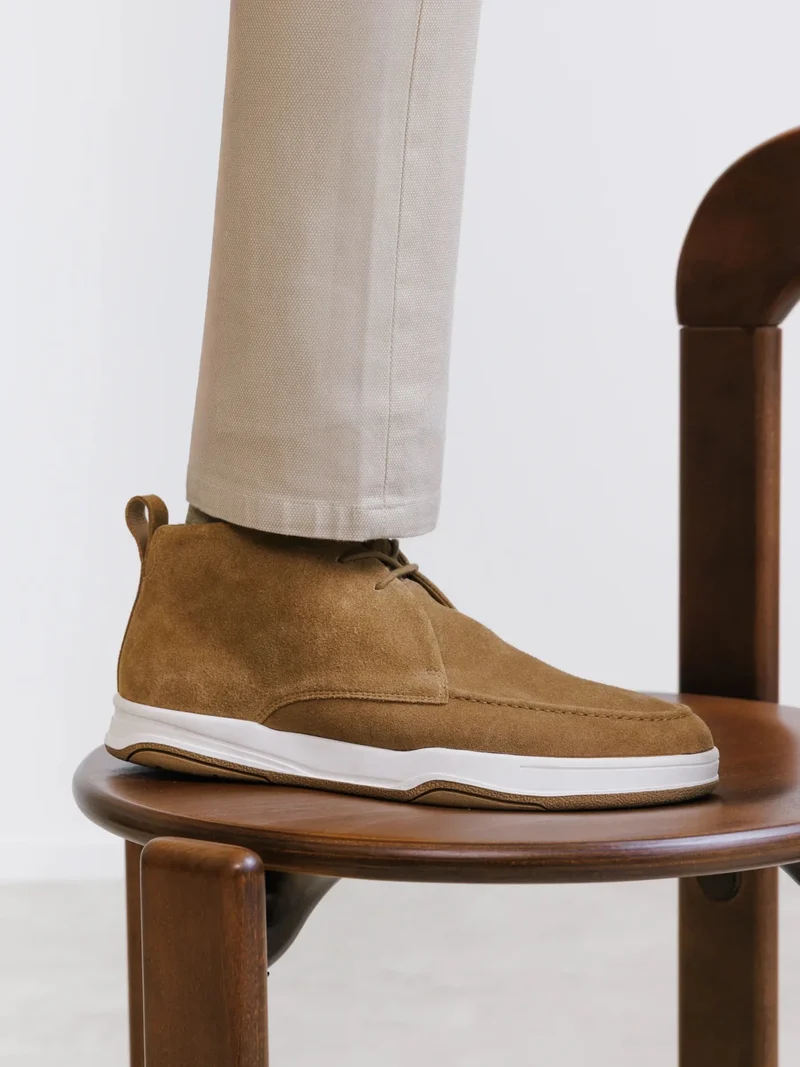 Bottines casual en suède camel