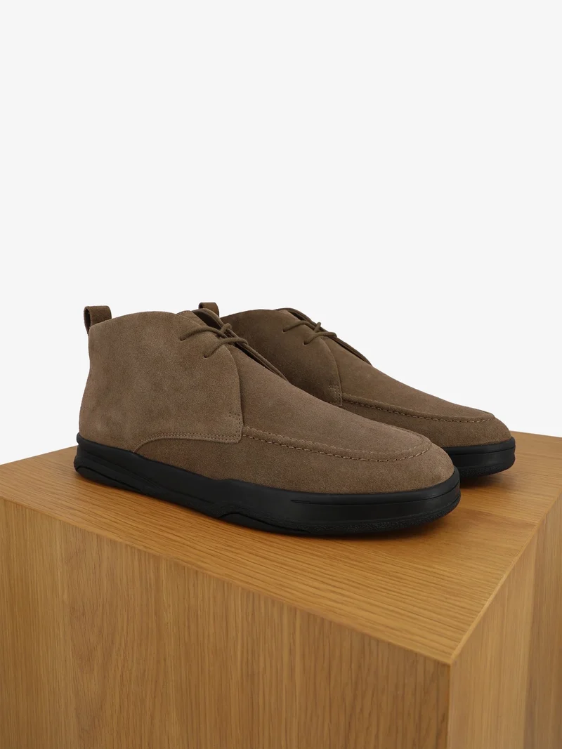 Bottines casual en suède taupe