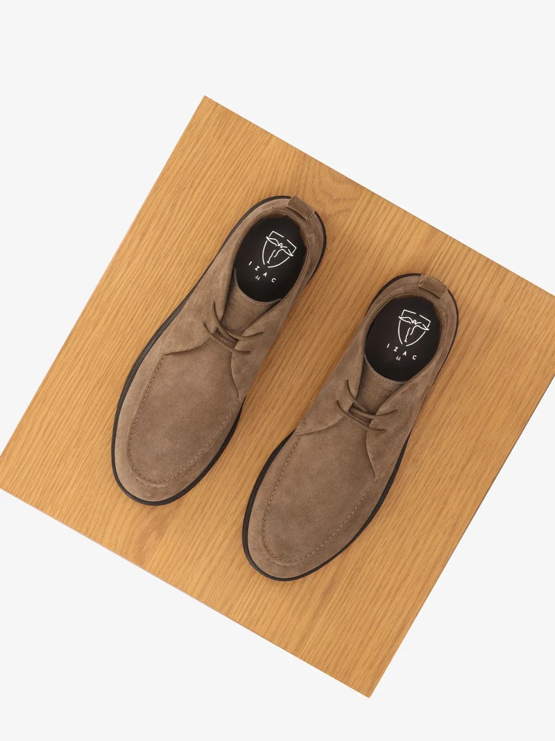 Bottines casual en suède taupe