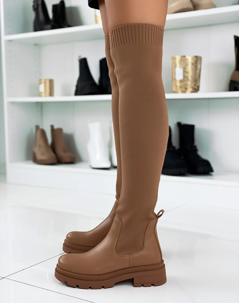 Cuissardes capuccino effet chaussette