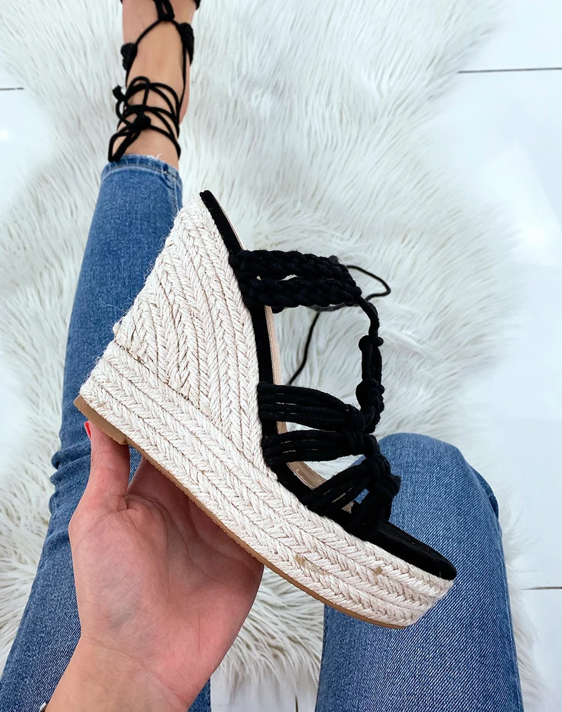 Compensées tressées noires