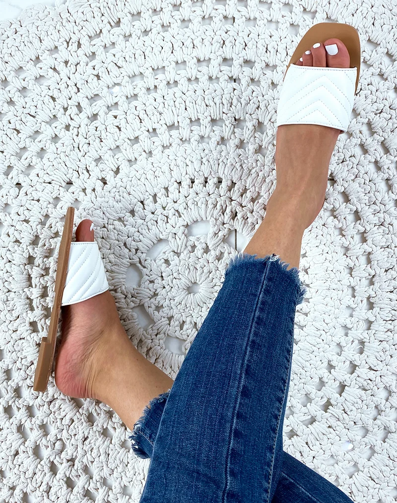 Mule en simili cuir blanc